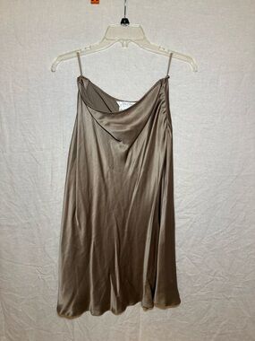 MaxMara Taupe 100% Silk Midi Slip Skirt
